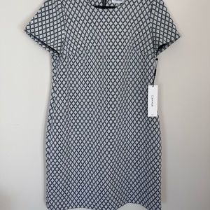 Calvin Klein Sheath Dress Size 10 Black and White Geometric Design